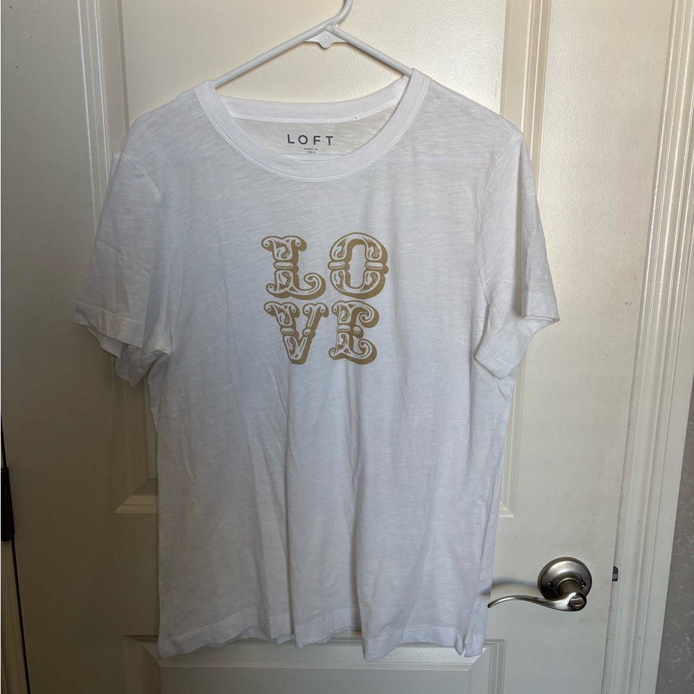 LOFT White Tee with Gold 'LOVE' Graphic
